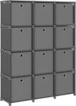 Vidaxl - W&uuml;rfel-regal Mit Boxen 12 F&auml;cher Grau 103x30x141 Cm Stoff