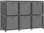 W&uuml;rfelregal Mit 6 Boxen Grau 103x30x72,5 Cm Stoff Vidaxl