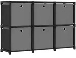 W&uuml;rfelregal Mit 6 Boxen Schwarz 103x30x72,5 Cm Stoff Vidaxl