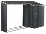 Ger&auml;tehaus Grau Metall Stahl-trapezblech 270 Cm Mit Holzlager T&uuml;r Pultdach