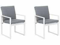 Gartenstühle 2er Set Grau Aluminium mit Armlehnen inkl. Auflage Terrasse Balkon