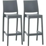 Clp - 2er Set Barhocker Maya Kunststoff Dunkelgrau