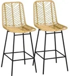 Homcom - Barhocker 2er Set, Barstuhl Mit Gestell Aus Kunstrattan, R&uuml;ckenlehne,