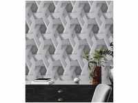 3D Vliestapete weiß grau Geometrie Tapete hellgrau ideal für Schlafzimmer und