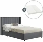 Polsterbett Savona 140x200 Cm Mit Matratze - Bett Mit Stauraum, Samt-bezug -