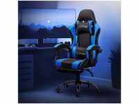Ml-design - Gamingstuhl mit Armlehne, Schwarz/Blau, aus PU-Leder, ergonomisch