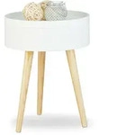 Relaxdays - Beistelltisch Rund Skandinavisches Design, 70er, Nachttisch Mit Tablett,