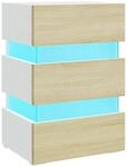 Vidaxl - Led-nachttisch Wei&szlig; Und Sonoma-eiche 45x35x67 Cm Holzwerkstoff