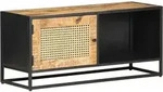Vidaxl - Tv-schrank 90x30x40 Cm Raues Mangoholz Und Wiener Geflecht
