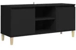 Vidaxl - Tv-schrank Mit Massivholz-beinen Schwarz 103,5x35x50 Cm