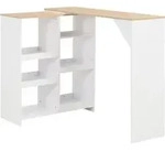 Bartisch Mit Beweglichem Regal Wei&szlig; 138x39x110 Cm - Vidaxl