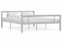 Bettgestell,Schlafzimmerbett Grau und Weiß Metall 140 × 200 cm vidaXL