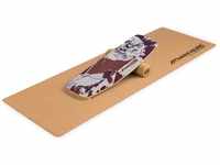 Indoorboard Curved Balance Board + Matte + Rolle Holz / Kork - Floral -...