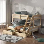 Vitalispa - Etagenbett Everest, Naturholz, 140x200 / 90x200 Cm Mit Schubladen