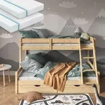 Vitalispa - Etagenbett Everest, Naturholz, 140x200 / 90x200 Cm Mit 2 Matratzen Und 2