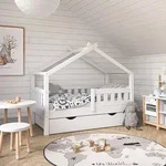 Vitalispa - Hausbett Design, Wei&szlig;, 70x140 Cm Mit Schublade Und Matratze