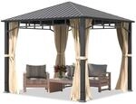 Gartenpavillon 3x3 M Stahldach Hardtop 4 Seitenteile In Champagner, Pfosten 9x9...