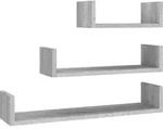 Wandregale 3 Stk. Grau Sonoma Holzwerkstoff Vidaxl
