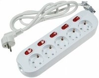Steckdosenleiste, 5-fach, Einzelschaltung, 1,5 M Zuleitung, Wei&szlig; - Chilitec