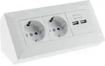 Steckdosenblock Ecksteckdose 2-fach, Schutzkontakt, 2x Usb-a 3,1a