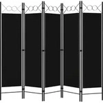 5-tlg. Raumteiler Schwarz 200 X 180 Cm Vidaxl