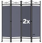 Casaria 2er Set Paravent Lucca 180x163 Cm Verstellbar Raumteiler Trennwand Umkleide