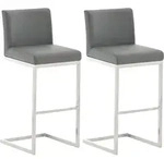Clp - 2er Set Barhocker Paros Kunstlederbezug Grau