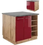 Vicco - K&uuml;cheninsel Fame-line, Bordeaux Hochglanz/goldkraft Eiche, 90 Cm Ohne