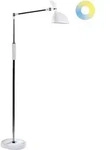 Led-stehlampe Wei&szlig; Metall Und Kunststoff 169 Cm Dimmbar Cct Verstellbarer Arm Und