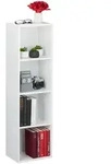 Relaxdays - B&uuml;cherregal 4 F&auml;cher, Modernes Design, Wohnzimmer, Standregal Schmal,