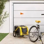 Vidaxl Pet Bike Trailer Yellow And Grey Oxford Fabric And Iron