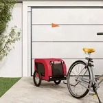 Vidaxl Pet Bike Trailer Red And Black Oxford Fabric And Iron