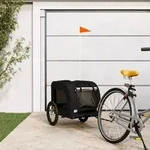 Vidaxl Pet Bike Trailer Black Oxford Fabric And Iron