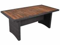 Tisch braga 180 cm, weidengrau mit Holztischplatte - Alu / Kunststoffgeflecht, Akazie