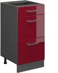 K&uuml;chenunterschrank R-line, Bordeaux Hochglanz, 40 Cm Mit Schubladen, Ohne