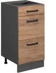 K&uuml;chenunterschrank R-line, Goldkraft Eiche, 40 Cm Mit Schubladen, Ohne Arbeitsplatte