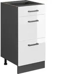 K&uuml;chenunterschrank R-line, Wei&szlig; Hochglanz, 40 Cm Mit Schubladen, Ohne Arbeitsplatte