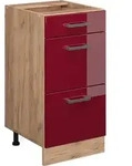 K&uuml;chenunterschrank R-line, Bordeaux Hochglanz, 40 Cm Mit Schubladen, Ohne