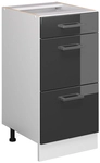K&uuml;chenunterschrank R-line, Anthrazit Hochglanz, 40 Cm Mit Schubladen, Ohne