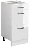 K&uuml;chenunterschrank R-line, Wei&szlig; Hochglanz, 40 Cm Mit Schubladen, Ohne Arbeitsplatte