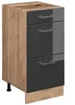 K&uuml;chenunterschrank R-line, Anthrazit Hochglanz, 40 Cm Mit Schubladen, Ohne