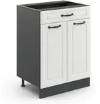 K&uuml;chenunterschrank R-line, Wei&szlig; Landhaus, 60 Cm Mit Schublade, Ohne Arbeitsplatte
