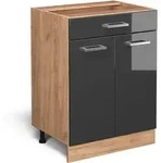 K&uuml;chenunterschrank R-line, Anthrazit Hochglanz, 60 Cm Mit Schublade, Ohne