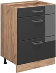 K&uuml;chenunterschrank R-line, Anthrazit Hochglanz, 60 Cm Mit Schubladen, Ohne