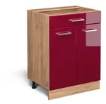 K&uuml;chenunterschrank R-line, Bordeaux Hochglanz, 60 Cm Mit Schublade, Ohne