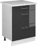 K&uuml;chenunterschrank R-line, Anthrazit Hochglanz, 60 Cm Mit Schubladen, Ap Marmor