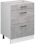 K&uuml;chenunterschrank R-line, Beton, 60 Cm Mit Schubladen, Ohne Arbeitsplatte Vicco