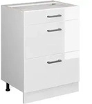 K&uuml;chenunterschrank R-line, Wei&szlig; Hochglanz, 60 Cm Mit Schubladen, Ohne Arbeitsplatte