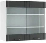 Vicco - K&uuml;chenglasschrank Fame-line, Anthrazit Landhaus, 80 Cm
