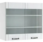 Vicco - K&uuml;chenglasschrank Fame-line, Wei&szlig; Landhaus, 80 Cm